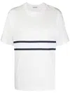 Moncler Logo-stripe Cotton T-shirt In Weiss