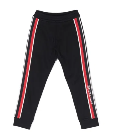 Moncler Logo-stripe Cotton Track Pants In Blue