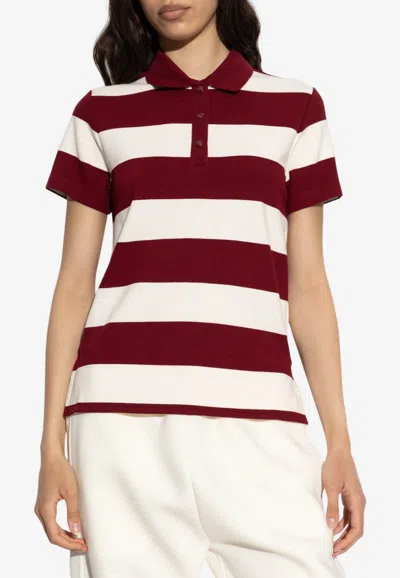 Moncler Red Stripes Shirt Collar T-shirt