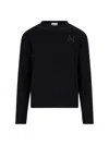 Moncler Cotton Knit Sweater Featuring Embroidery In Black