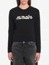 Moncler Embroidered Logo Wool Blend Sweater In Black