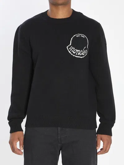 MONCLER LOGO SWEATER IN WOOL