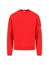Moncler Sleeve-pocket Crew-neck Sweater In Red