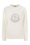 Moncler Logo Sweatshirt With Crystals In White