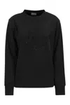 Moncler Cotton Blend Crew Neck Sweatshirt In Black