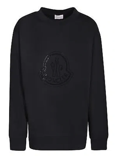 Pre-owned Moncler Logo Sweatshirt With Crystals In Black