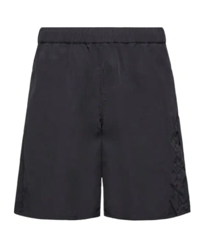 Moncler Logo Patch Nylon Swim Shorts In Black