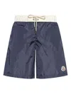 Moncler Contrast Wasitband Swimshorts In Blue
