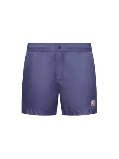 Moncler Logo Swim Shorts In Blue