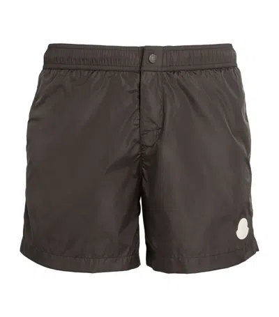 Moncler Logo Swim Shorts In Grey