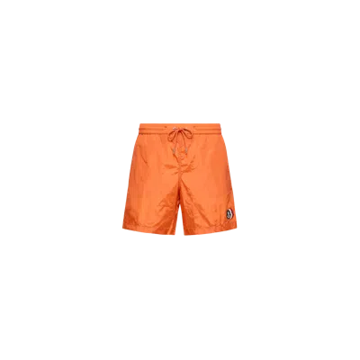 Moncler Logo Swim Shorts, Men, Orange, Size: Xxl