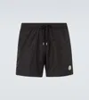 Moncler Crochet Insert Swimsuit Featuring Back Pocket In Black