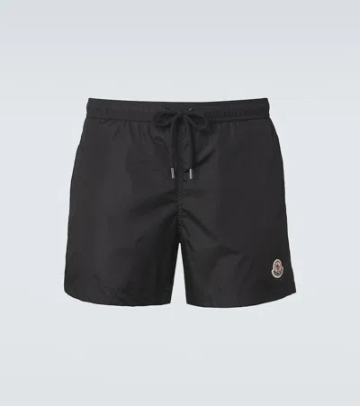 Moncler Logo Swim Trunks In Black