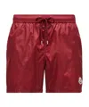 Moncler Logo Patch Nylon Swim Shorts In Red
