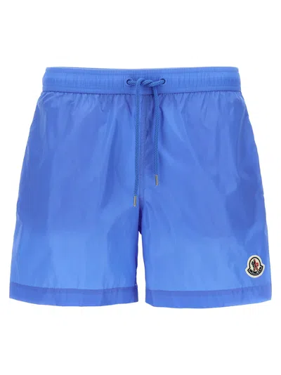 Moncler Logo Swimsuit In Pastel Blue