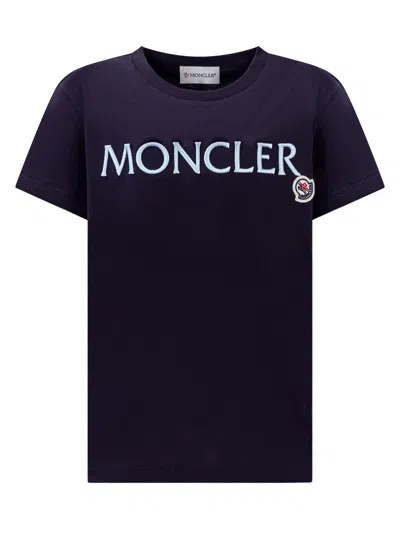 Moncler Kids' Logo T-shirt In Blue