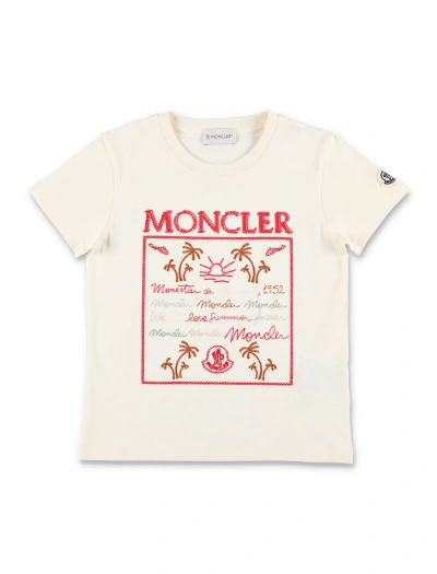 Moncler Kids' Logo T-shirt In Beige