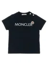 Moncler Blue T-shirt For Baby Boy With Logo In Black
