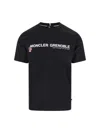 Moncler Midnight Blue Stretch Cotton T-shirt In Black