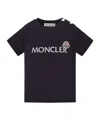 Moncler Cotton Jersey T-shirt With Logo Print Kids In Blue