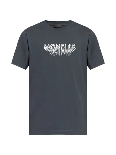 Moncler Short Sleeve Crew Neck Graphic T Shirt In Gray
