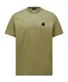 Moncler Vertical Back Logo Cotton T-shirt Green In Green