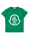 Moncler Kids' Logo Print T-shirt In Pastel Green