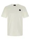 Moncler Cotton Jersey T-shirt With Contrasting Logo Patch In Neutral