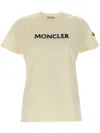 Moncler Beige Logo Embroidery T-shirt In Neutrals