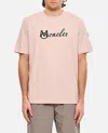 Moncler Cotton T-shirt With Embroidered Varsity Logo In Pink