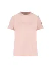 Moncler Crystal Logo Cotton T-shirt In Pink