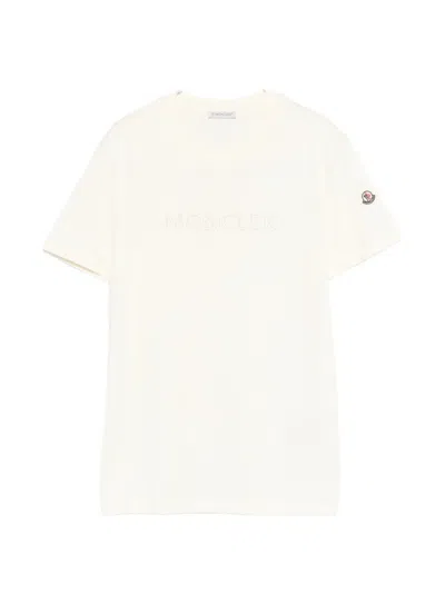 Moncler Cotton Logo Embroidered Short-sleeve T-shirt In White