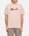 Moncler Cotton T-shirt With Embroidered Varsity Logo In Rose