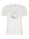 Moncler White T-shirt With Rhinestone Logo In Cotton Woman In White