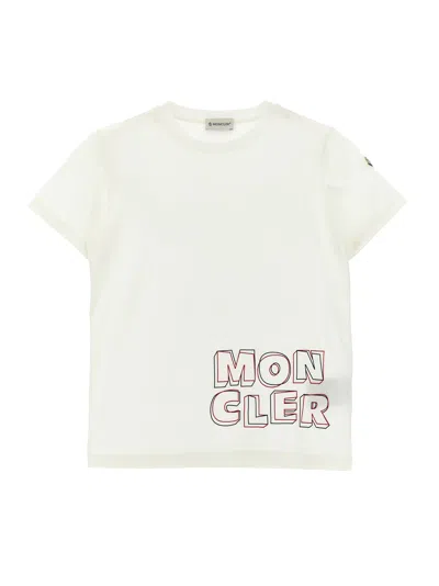 Moncler Kids' Logo T-shirt In White