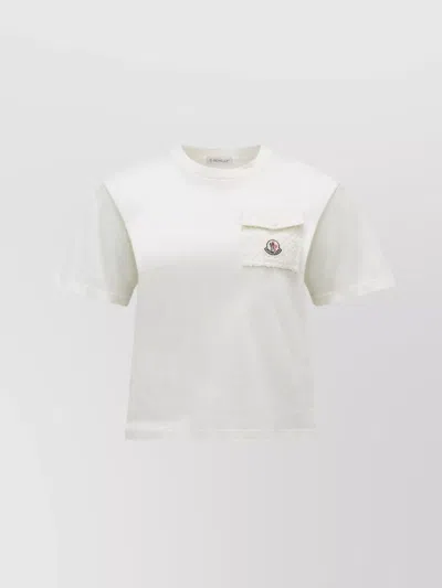 MONCLER LOGO T-SHIRT WITH CONTRAST TEXTURE AND POCKETS