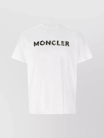 Moncler Logo T-shirt With Short Sleeves And Crew Neck In White