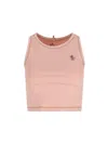 Moncler Sleeveless Round Neck Top With Contrast Stitching In Pink