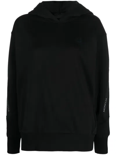 Moncler Logo-tape Detail Hoodie In Black
