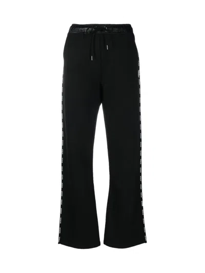 Moncler Logo Trim Drawstring Track Pants In Black
