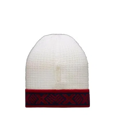 Moncler Logo-trim Knitted Beanie In White