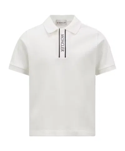 Moncler Logo-trimmed Cotton Piquet Polo Shirt In White