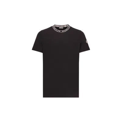 MONCLER LOGO-TRIMMED COTTON T-SHIRT, MEN, BLACK, SIZE: XS