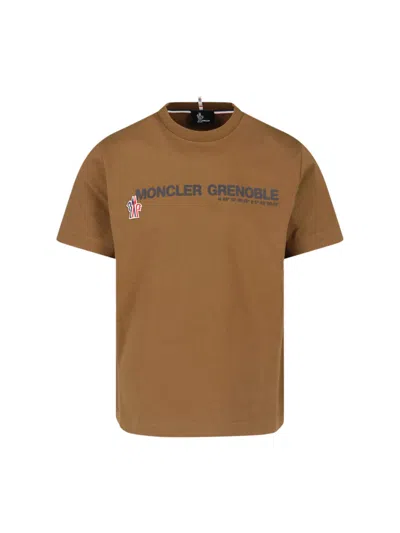 Moncler Logo-print T-shirt In Brown