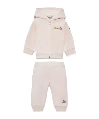 Moncler Logo Two-piece Hoodie And Matching Pants In Pink