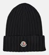 Moncler Logo Patch Rib Wool Beanie