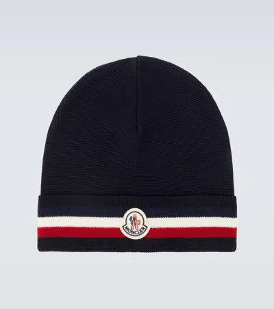 MONCLER LOGO VIRGIN WOOL BEANIE