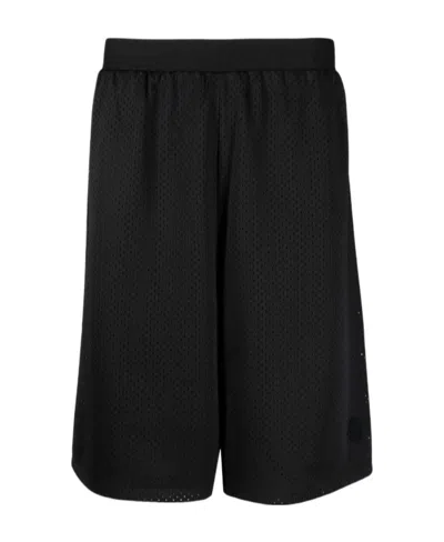 Moncler Logo-waistband Mesh Shorts In Black