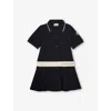 Moncler Kids' Logo-waistband Stretch-cotton Polo Dress 4-14 In Navy