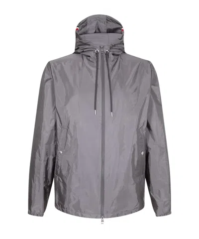 Moncler Logo Waterproof Bomber Jacket In Gray